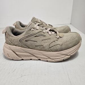 Hoka One One HOKA Clifton L Suede Limestone Unisex Women Sz 6.5 Men 5.5